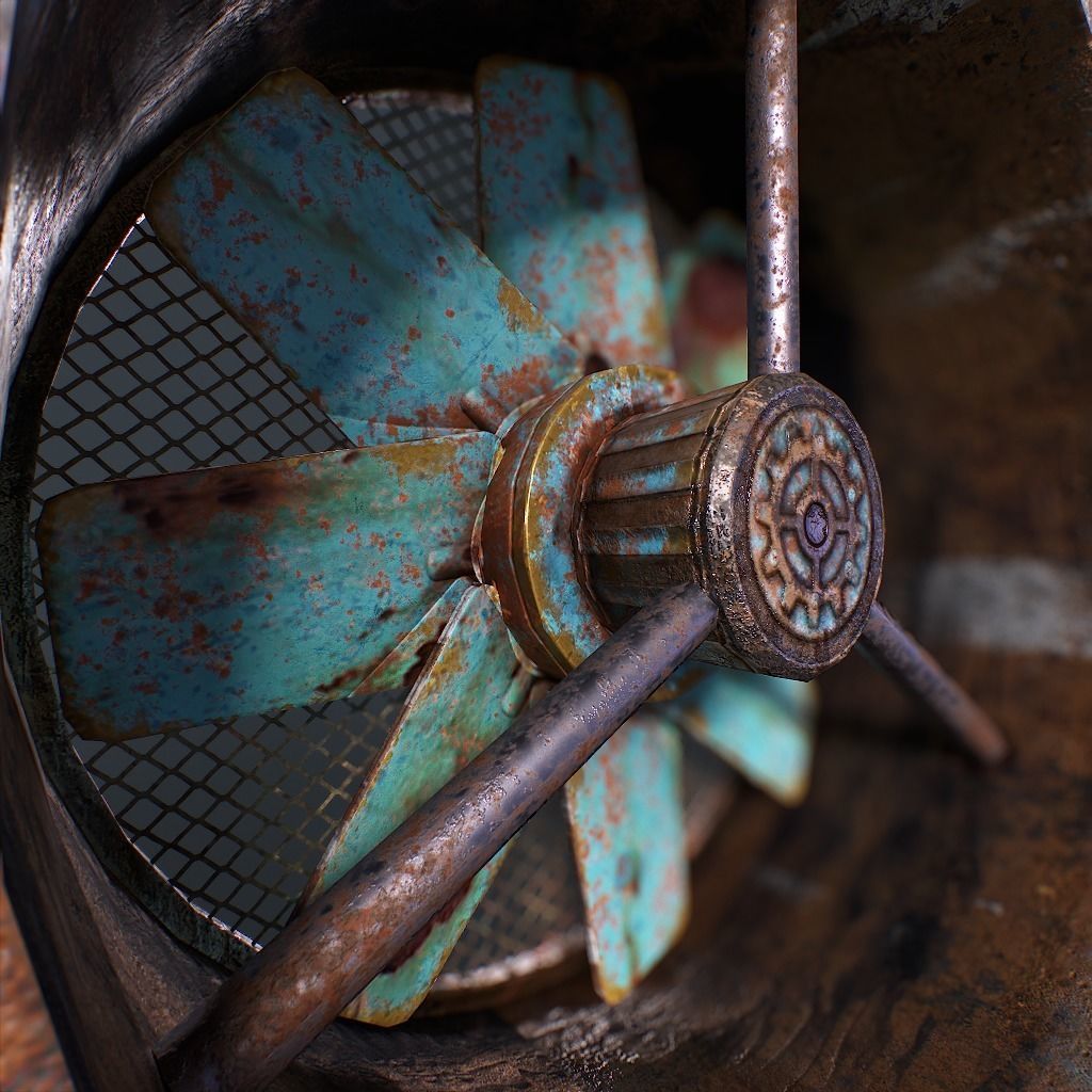 Old Industrial Ventilation Low-poly 3D model_13