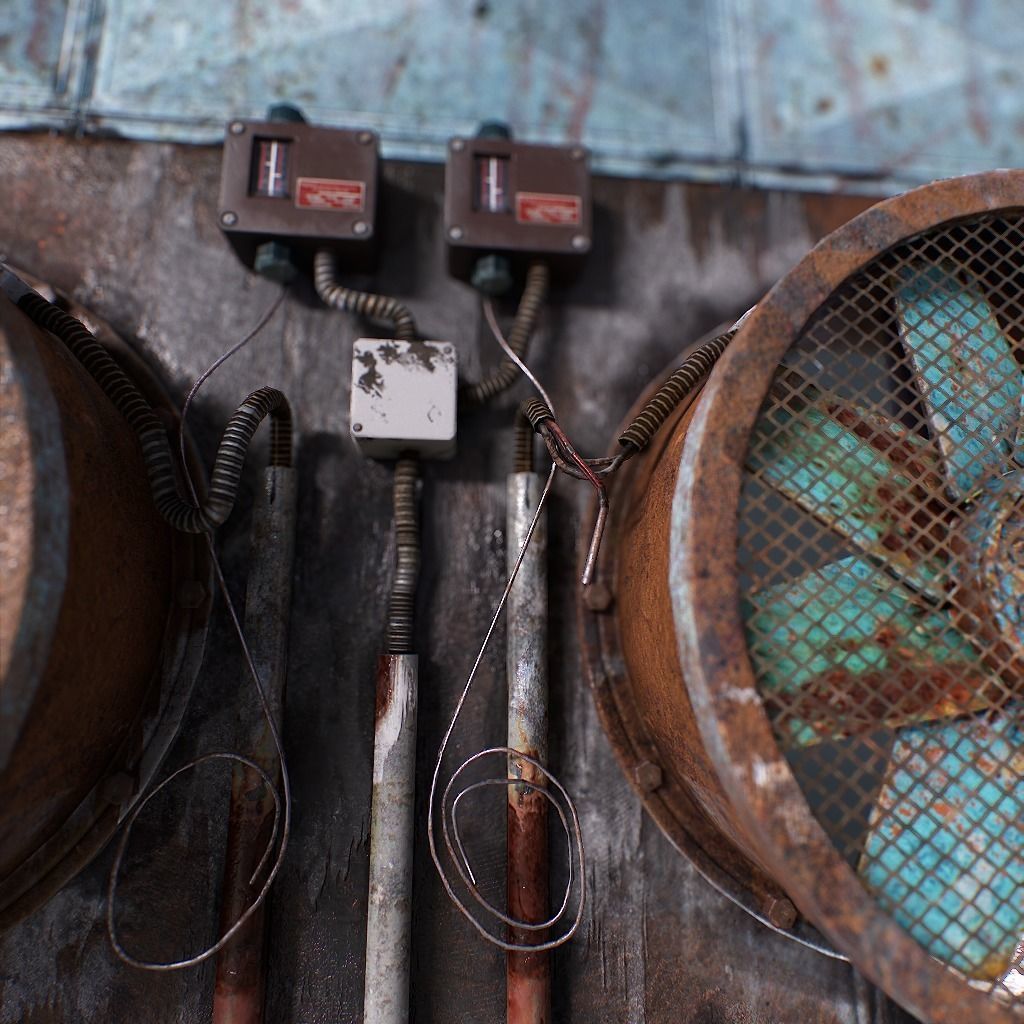 Old Industrial Ventilation Low-poly 3D model_7