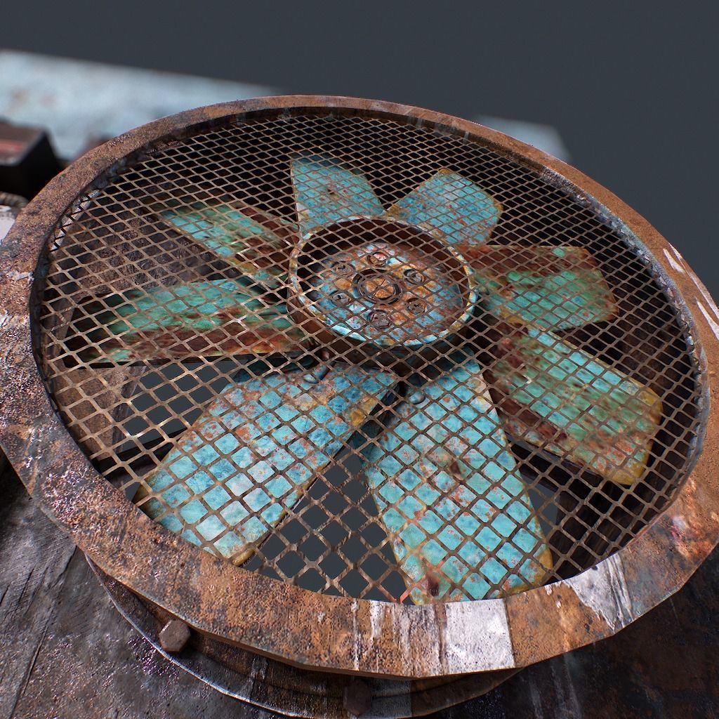 Old Industrial Ventilation Low-poly 3D model_6