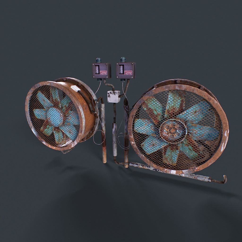 Old Industrial Ventilation Low-poly 3D model_20