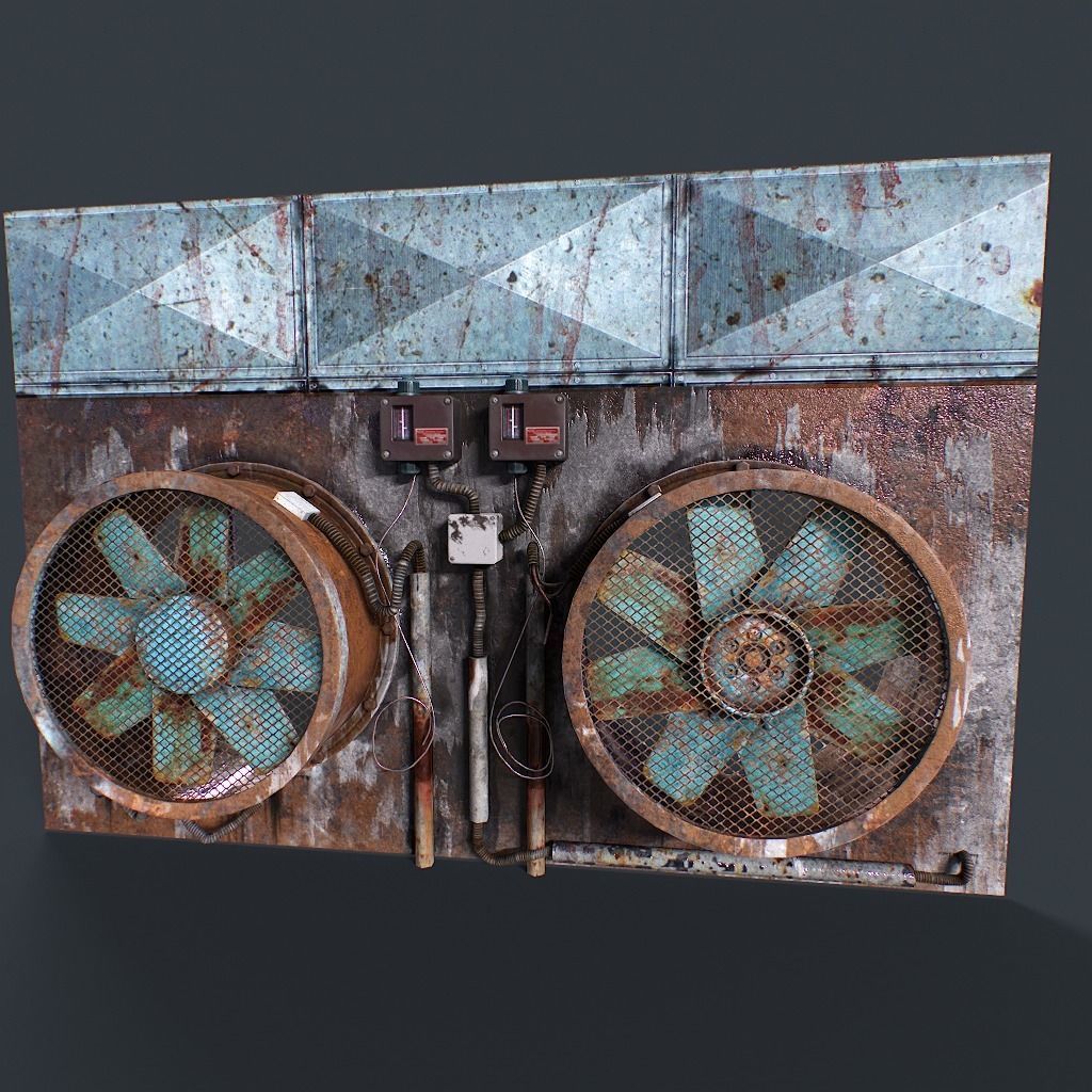 Old Industrial Ventilation Low-poly 3D model_2