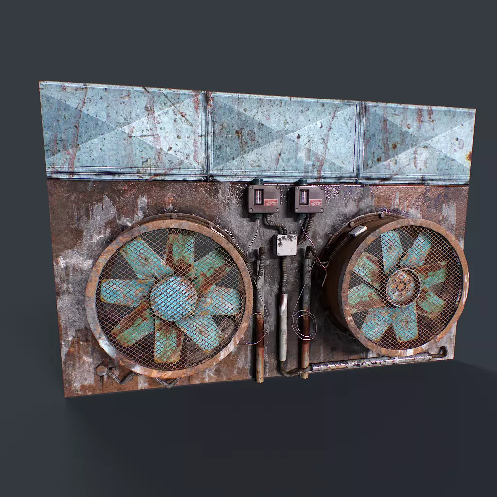 Old Industrial Ventilation Low-poly 3D model_0
