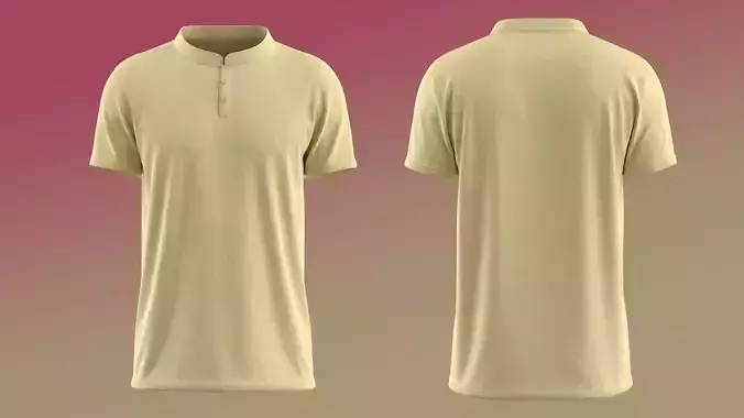 Band Collar Men Polo T-shirt