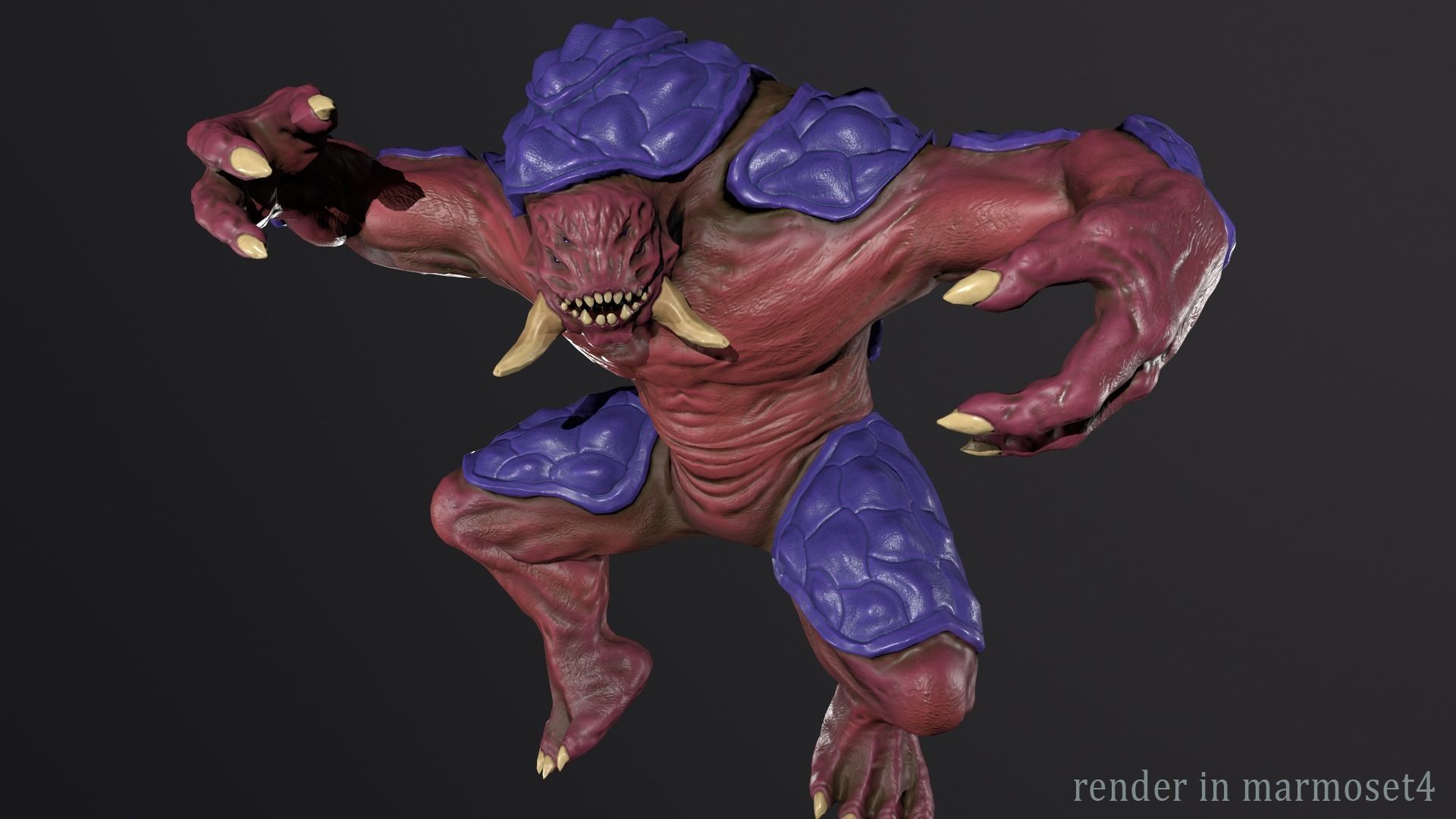 Turtle monster - Game Ready Low-poly 3D model_10