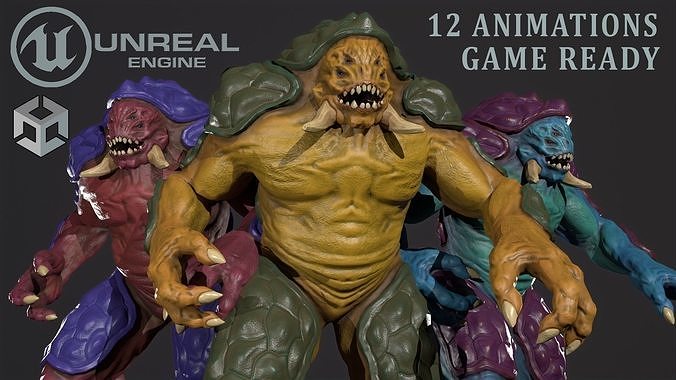 Turtle monster - Game Ready Low-poly 3D model