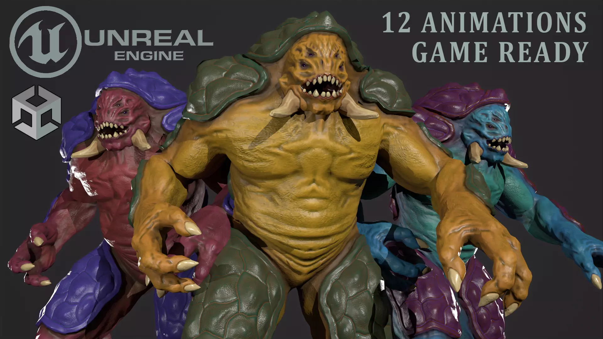 Turtle monster - Game Ready Low-poly 3D model_0