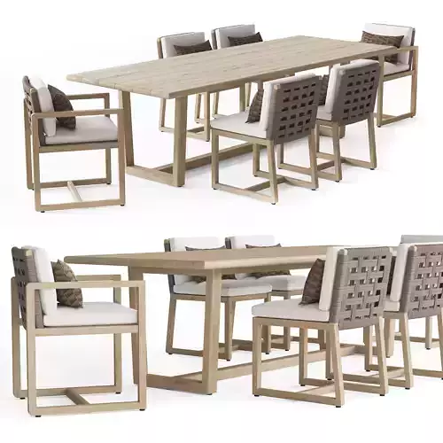BELIZE TEAK RECTANGULAR DINING TABLE 3D model