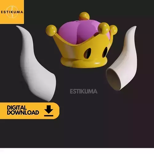 Bowsette Crown and Horns STL 3D Files Digital Download 3D print model Bowsette Crown and Horns STL 3D Files Digital Download 3D print model