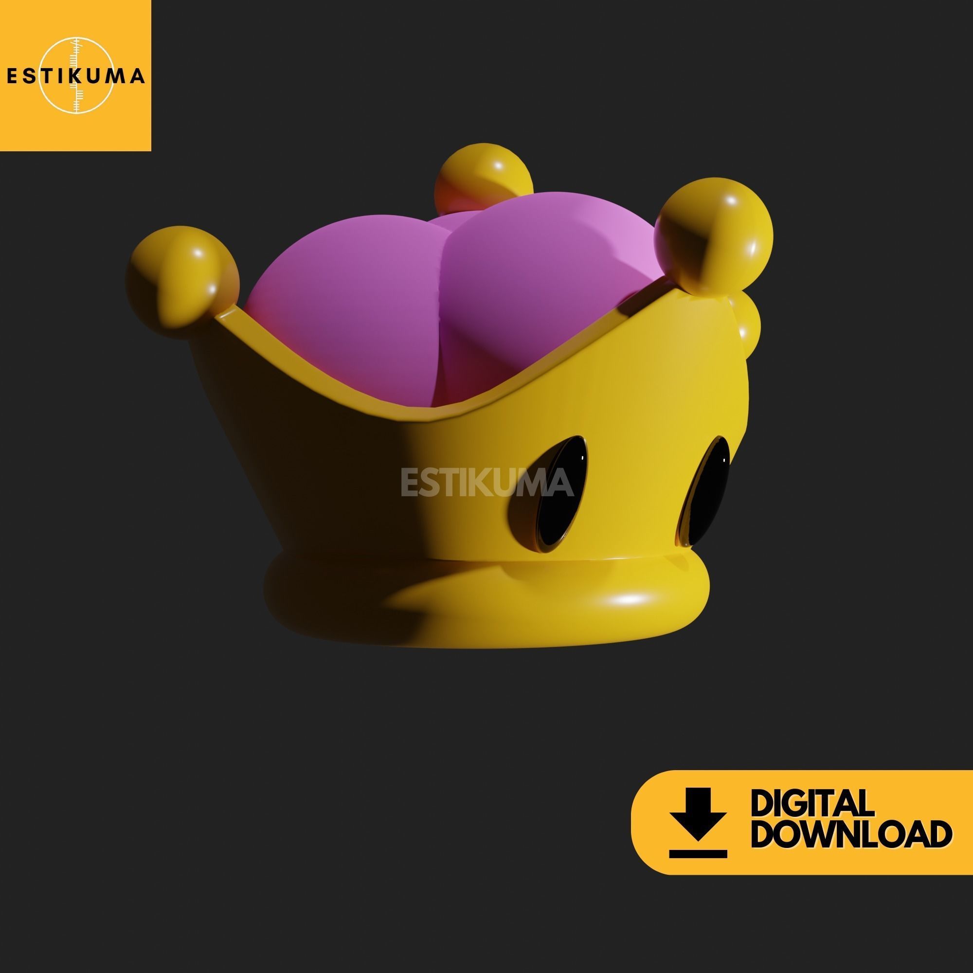 Bowsette Crown and Horns STL 3D Files Digital Download 3D print model_7
