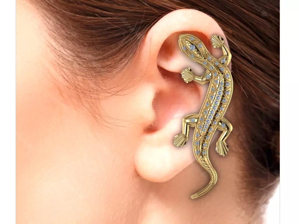 Gecko Ear Cuff Earrings 3D print model 3D print model