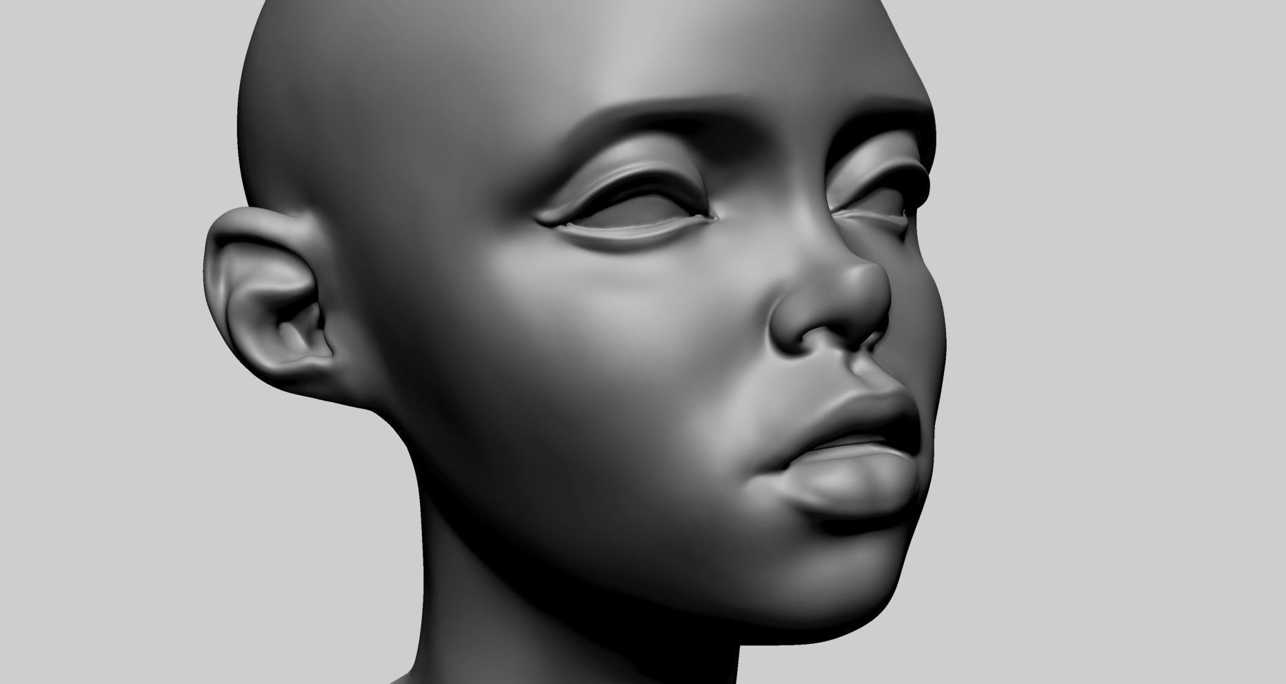 Stylized Female Head D 3D model_8