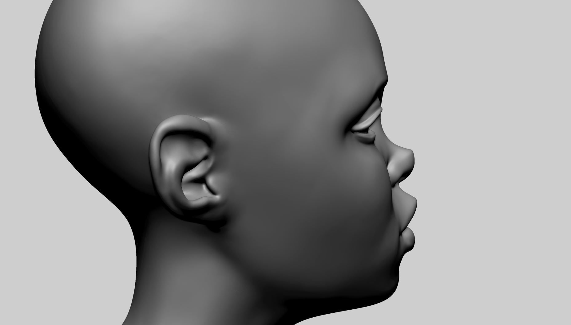 Stylized Female Head D 3D model_9