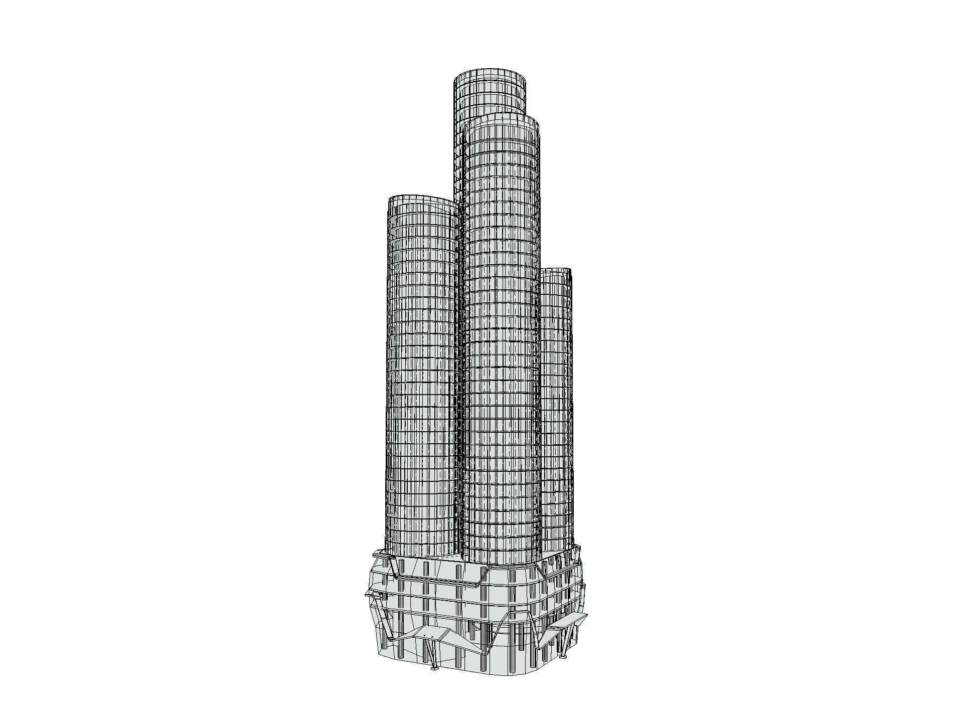 QIMC tower - Qatar doha Low-poly 3D model_6