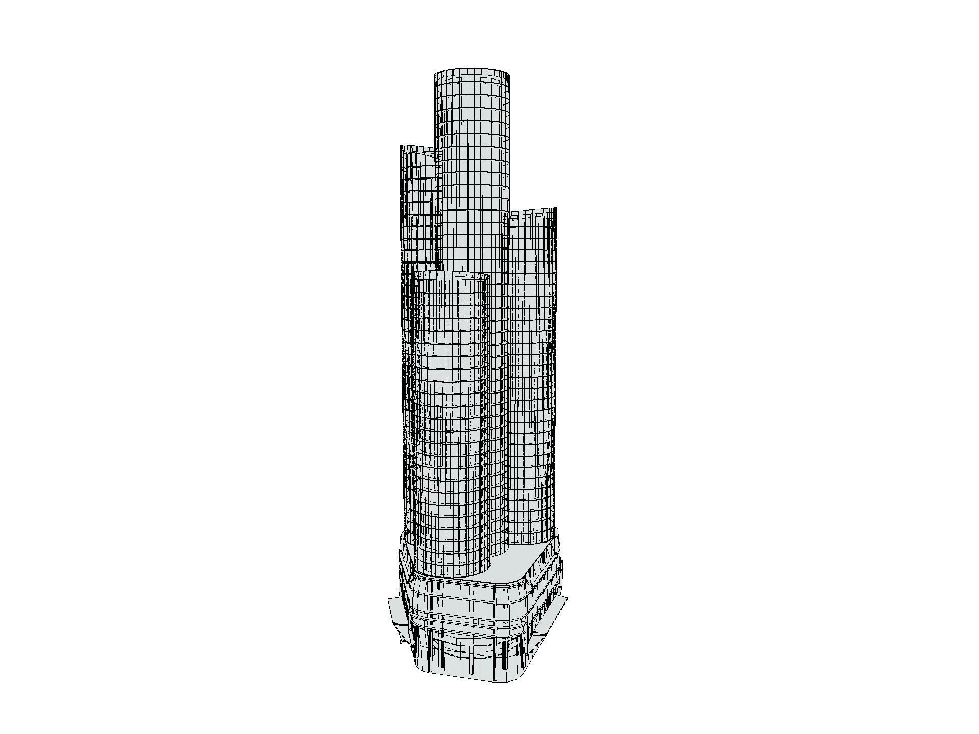 QIMC tower - Qatar doha Low-poly 3D model_8