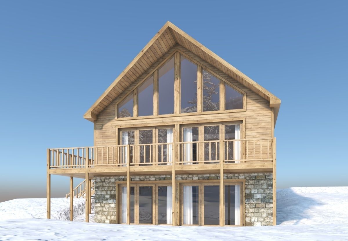 Chalet house 3D model_4