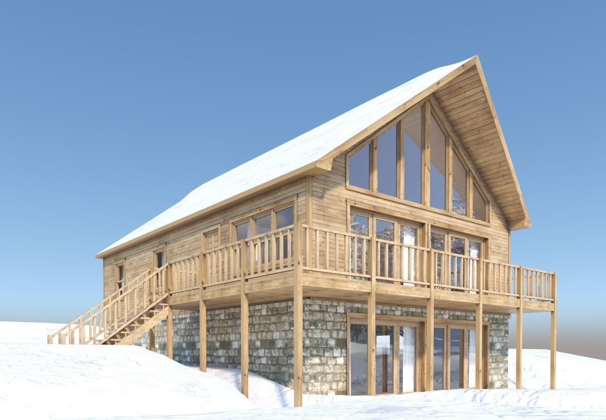Chalet house 3D model_5