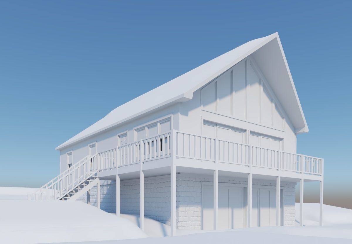 Chalet house 3D model_8