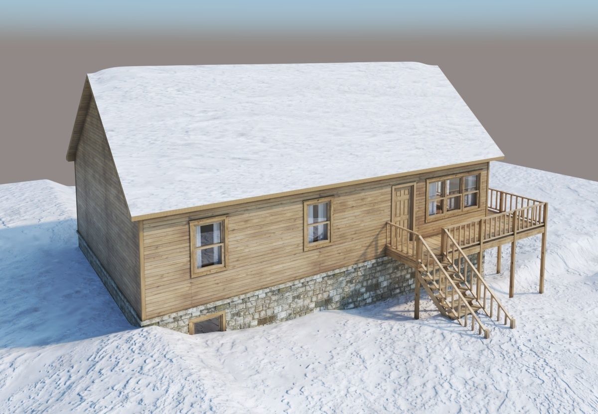 Chalet house 3D model_7