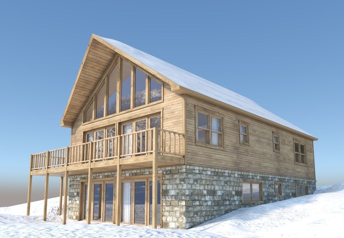 Chalet house 3D model_3