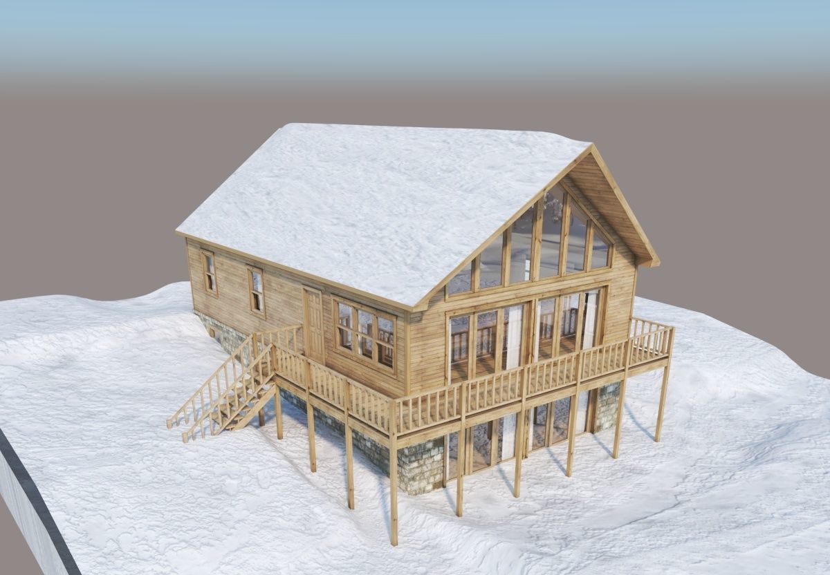 Chalet house 3D model_6