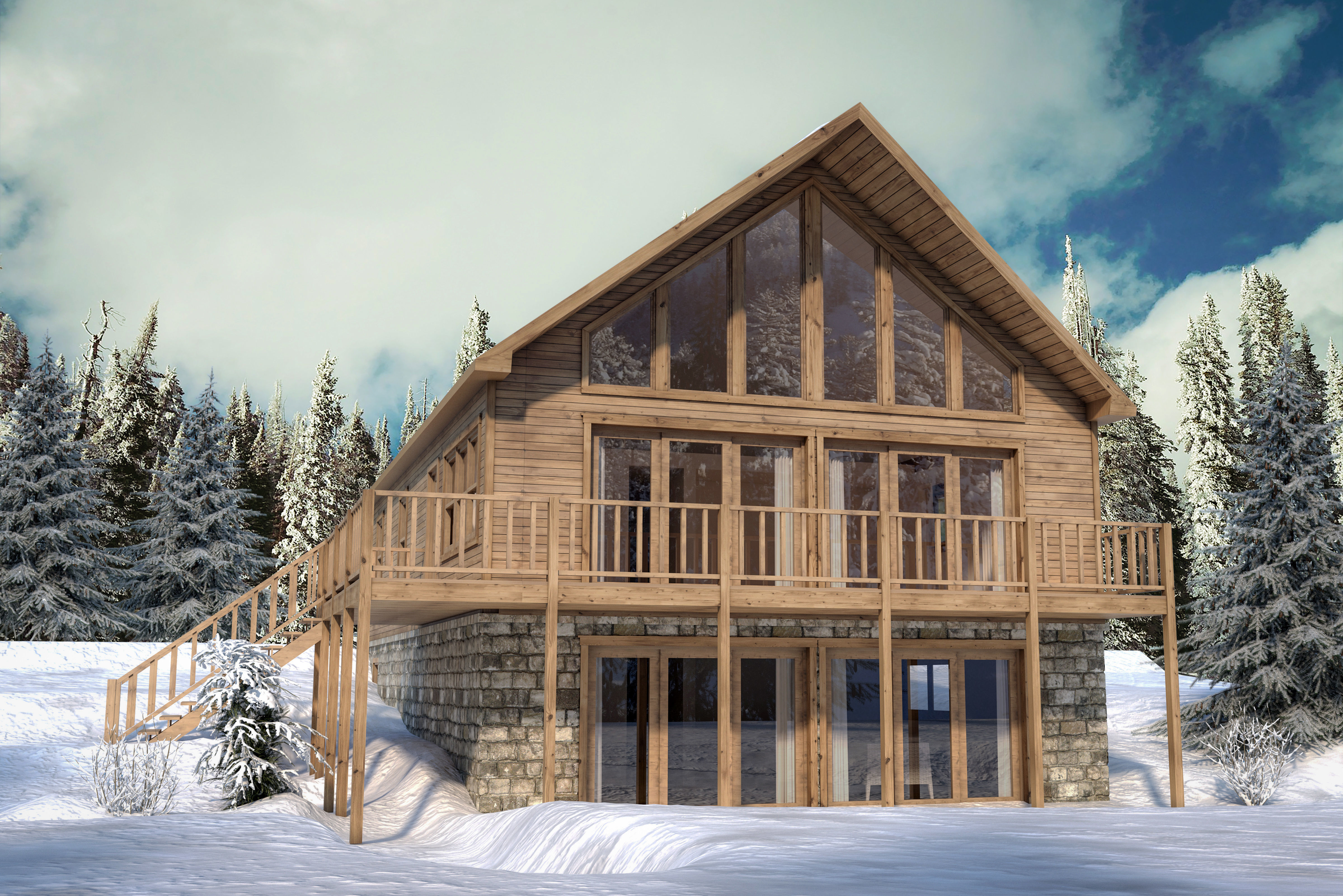 Chalet house 3D model_1