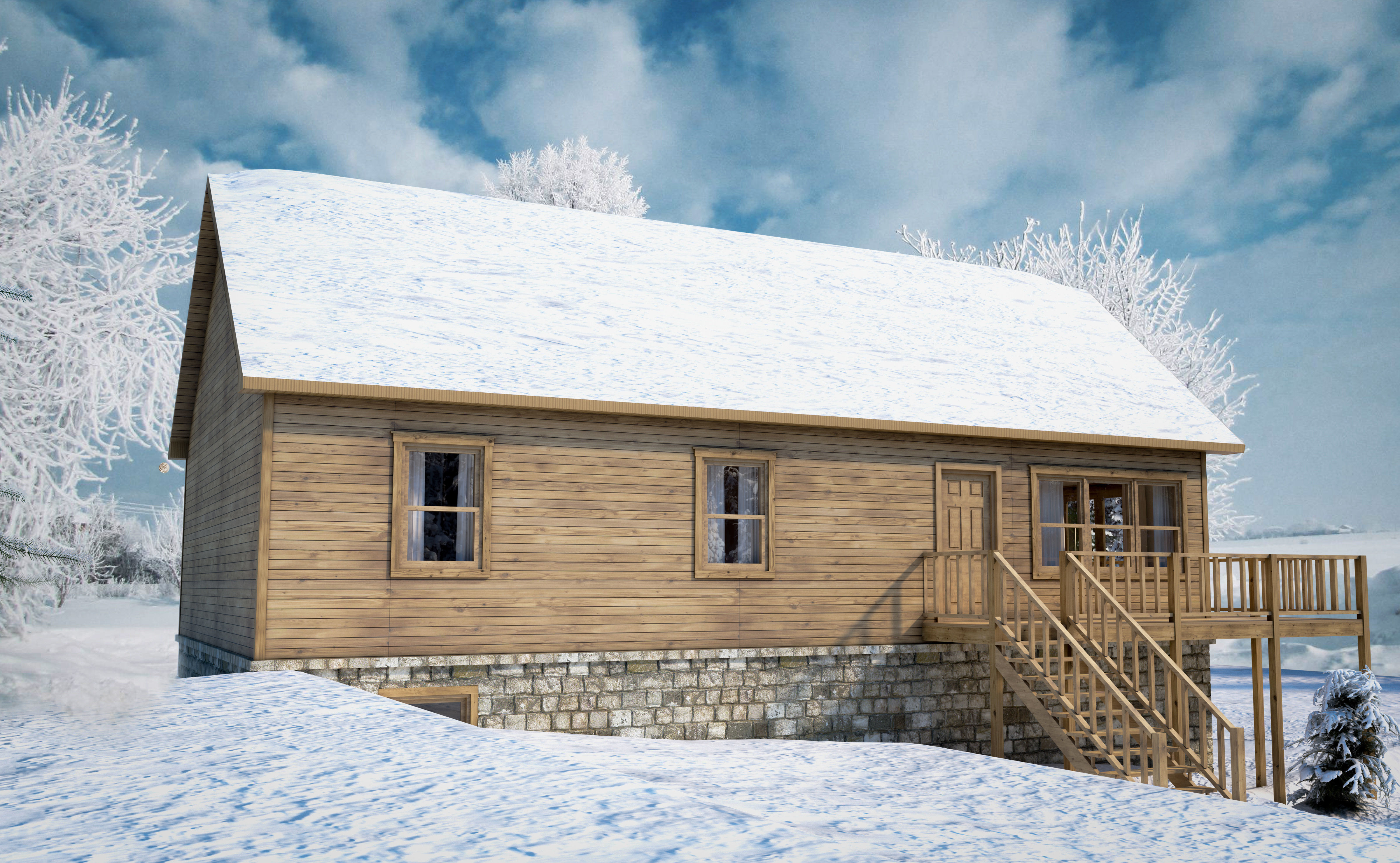 Chalet house 3D model_2