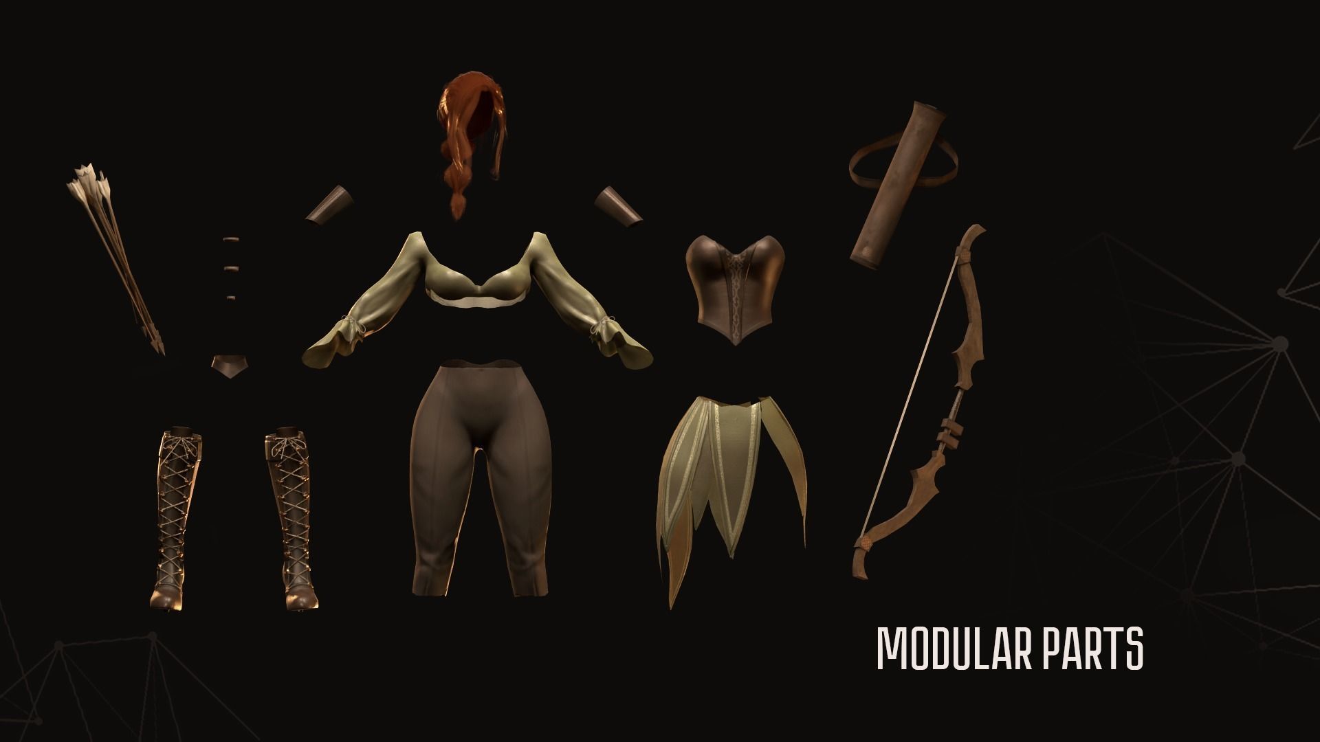 Elf Archer - Game Ready Low-poly 3D model_6