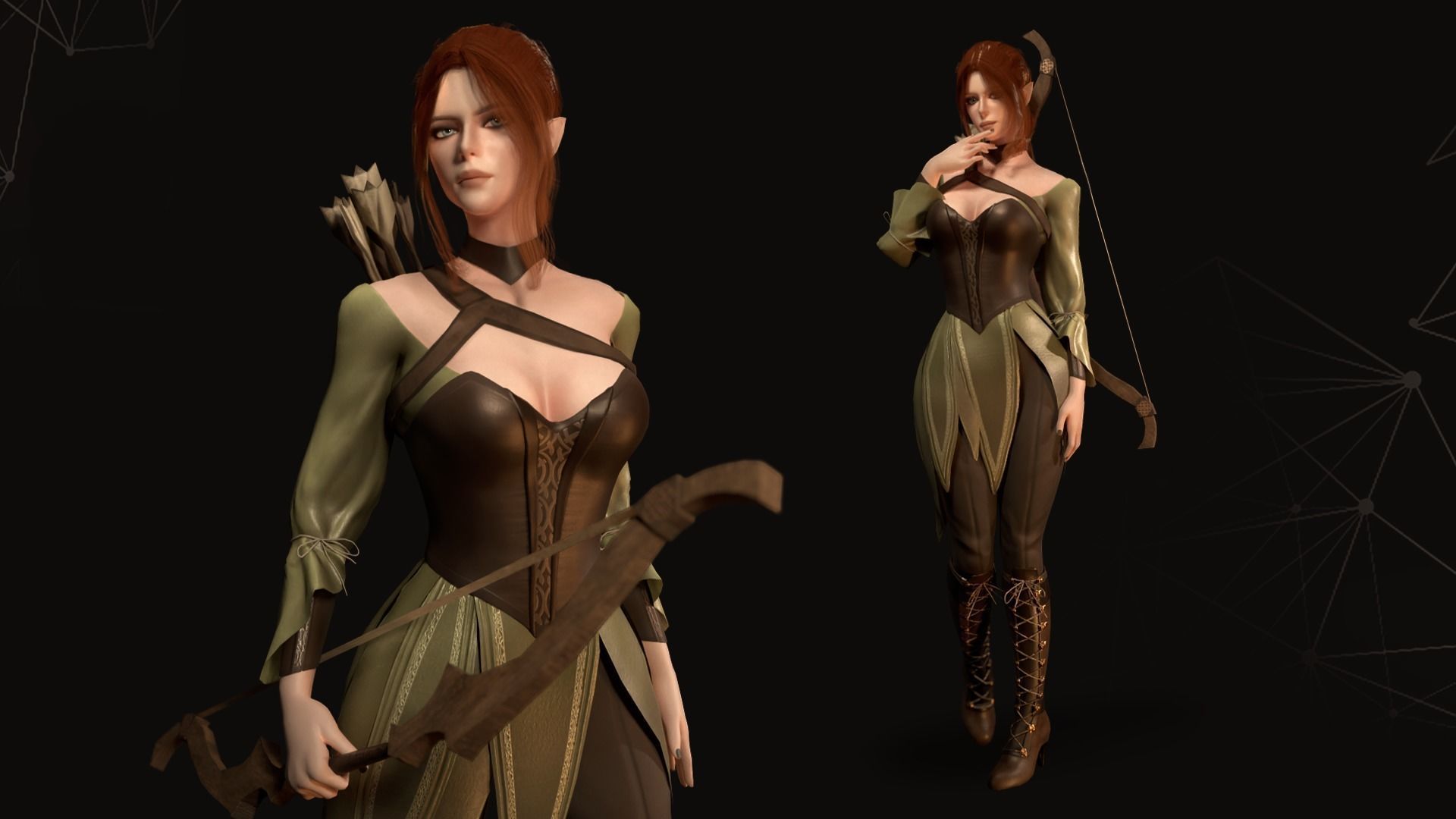 Elf Archer - Game Ready Low-poly 3D model_3