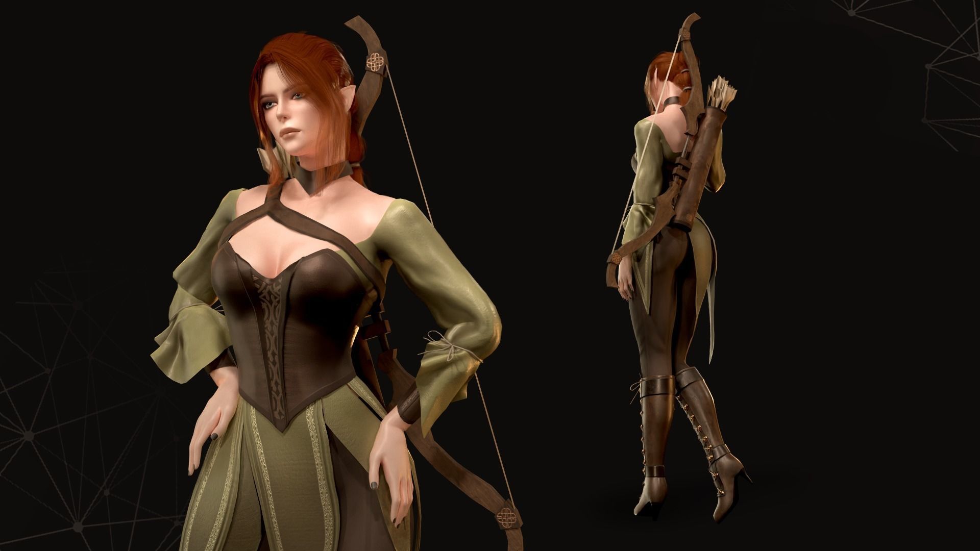 Elf Archer - Game Ready Low-poly 3D model_2