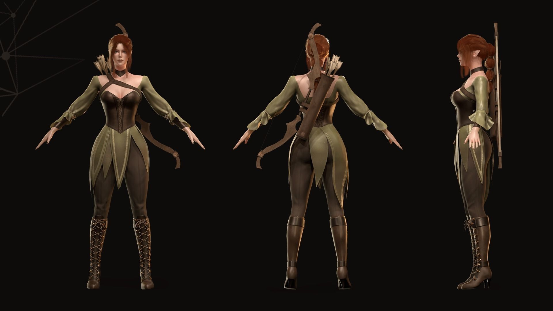 Elf Archer - Game Ready Low-poly 3D model_4