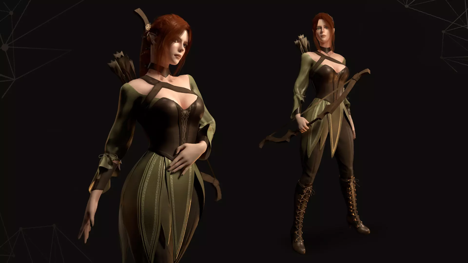 Elf Archer - Game Ready Low-poly 3D model_0