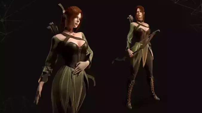 Elf Archer - Game Ready Low-poly 3D model