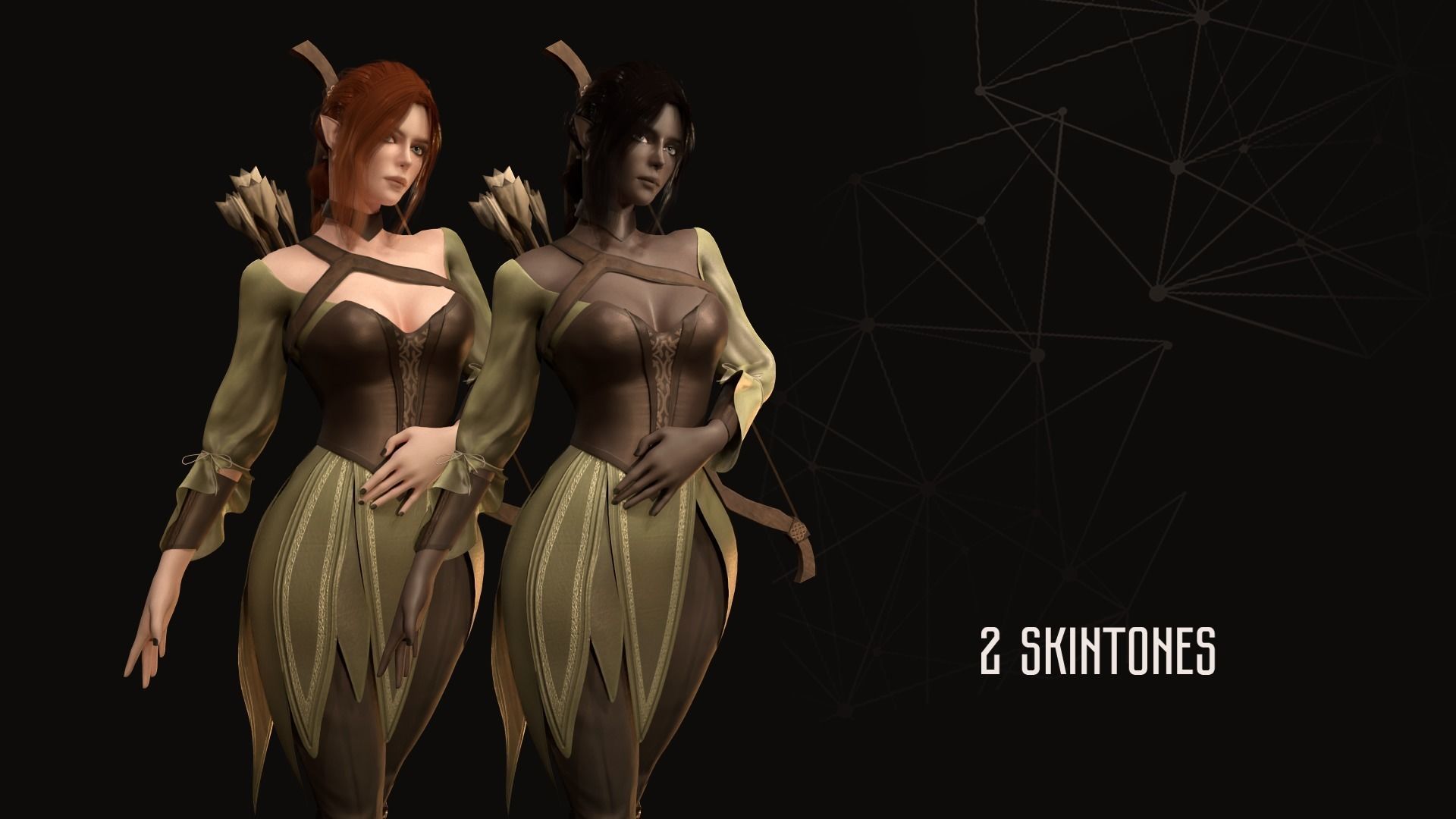 Elf Archer - Game Ready Low-poly 3D model_7