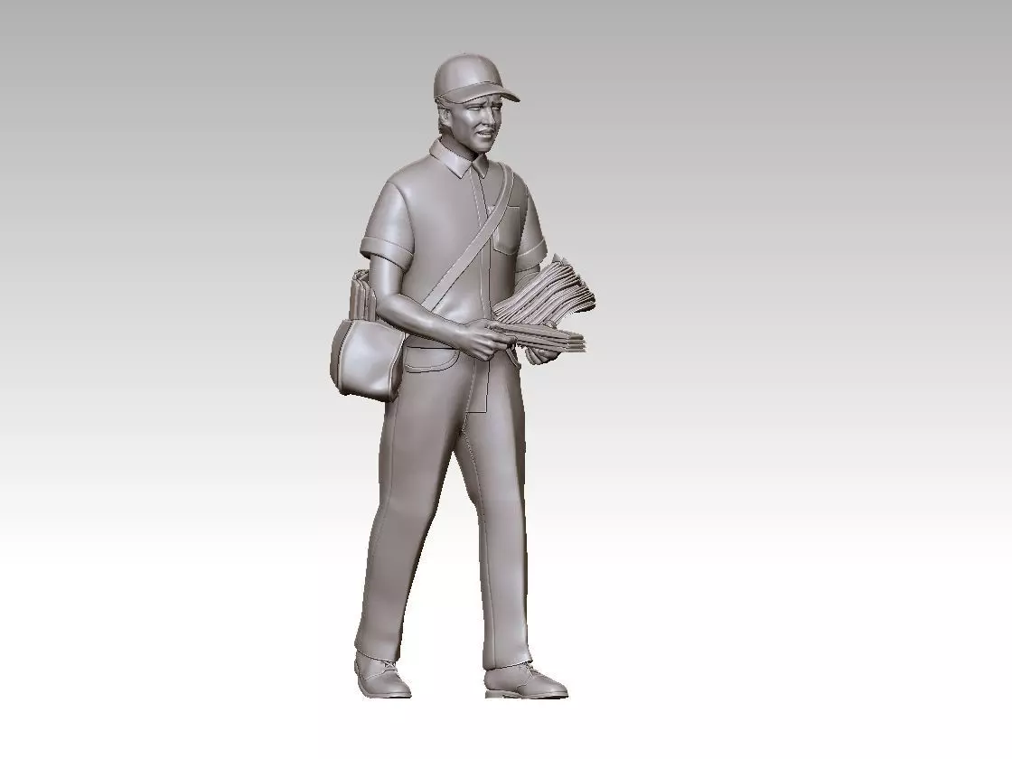 POSTMAN statue of man holding bag 3D print model_0