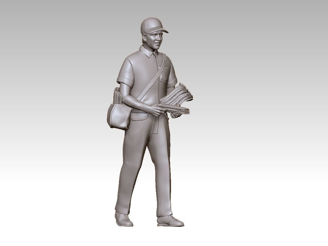 POSTMAN statue of man holding bag 3D print model_9