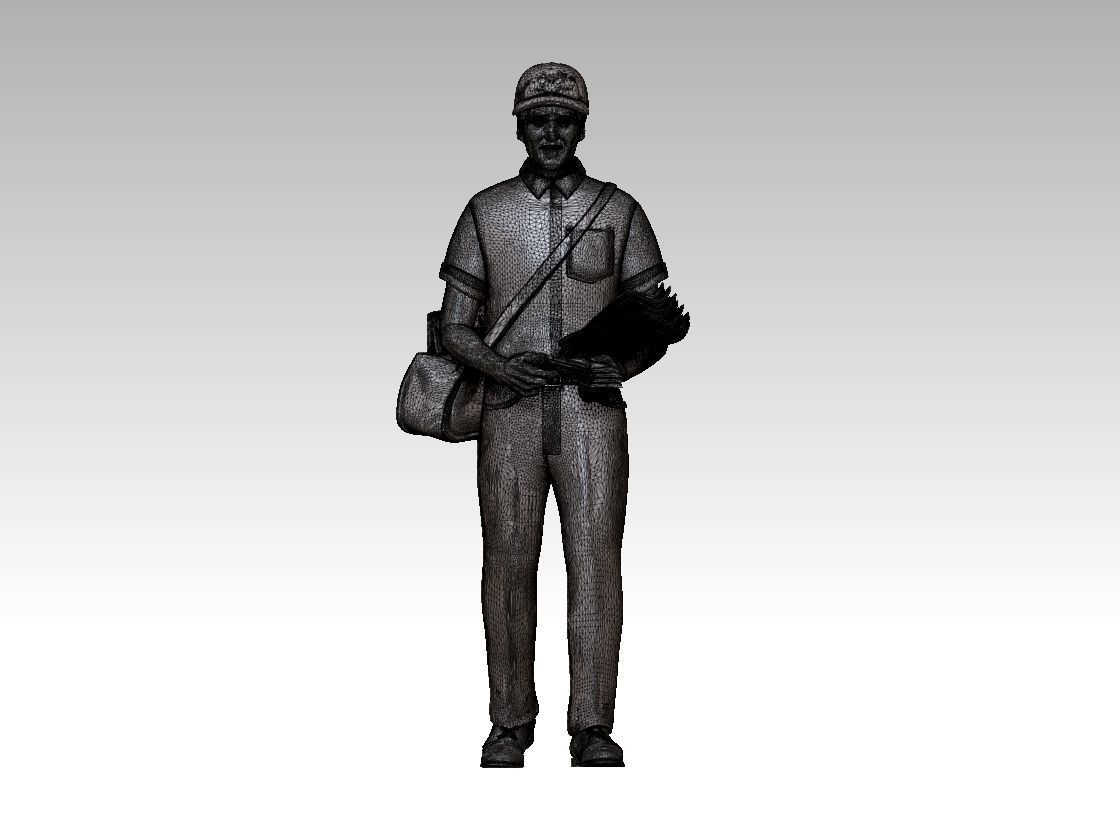 POSTMAN statue of man holding bag 3D print model_10