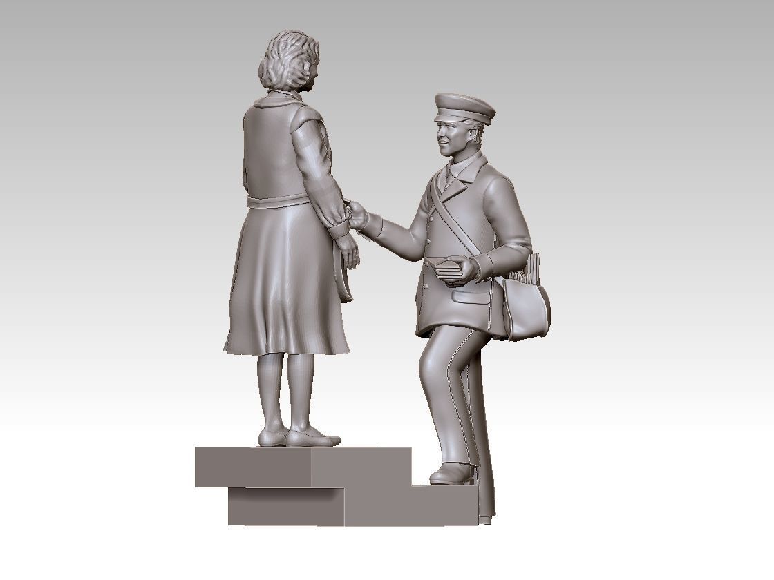 POSTMAN statue of man and woman 3D print model_53