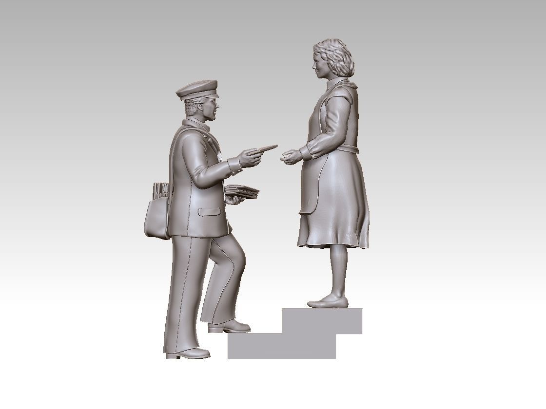 POSTMAN statue of man and woman 3D print model_18