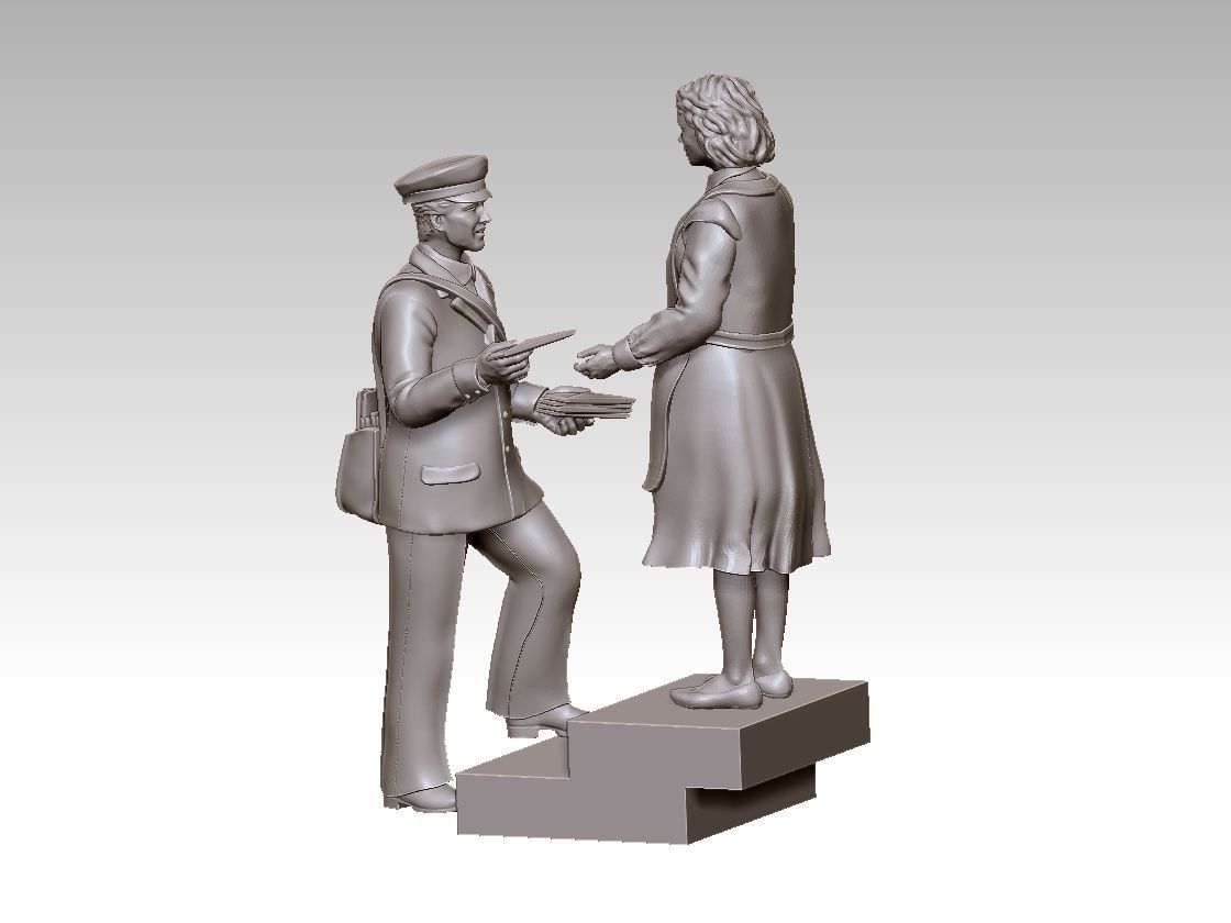 POSTMAN statue of man and woman 3D print model_21