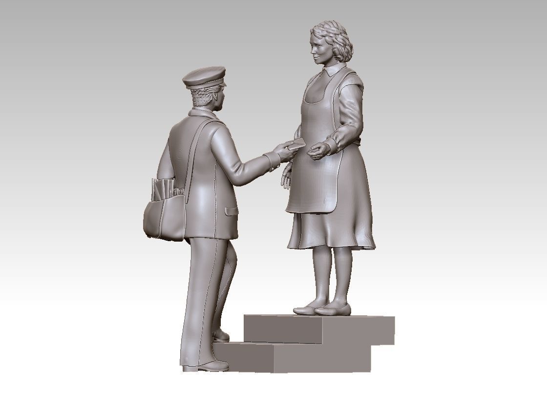 POSTMAN statue of man and woman 3D print model_7