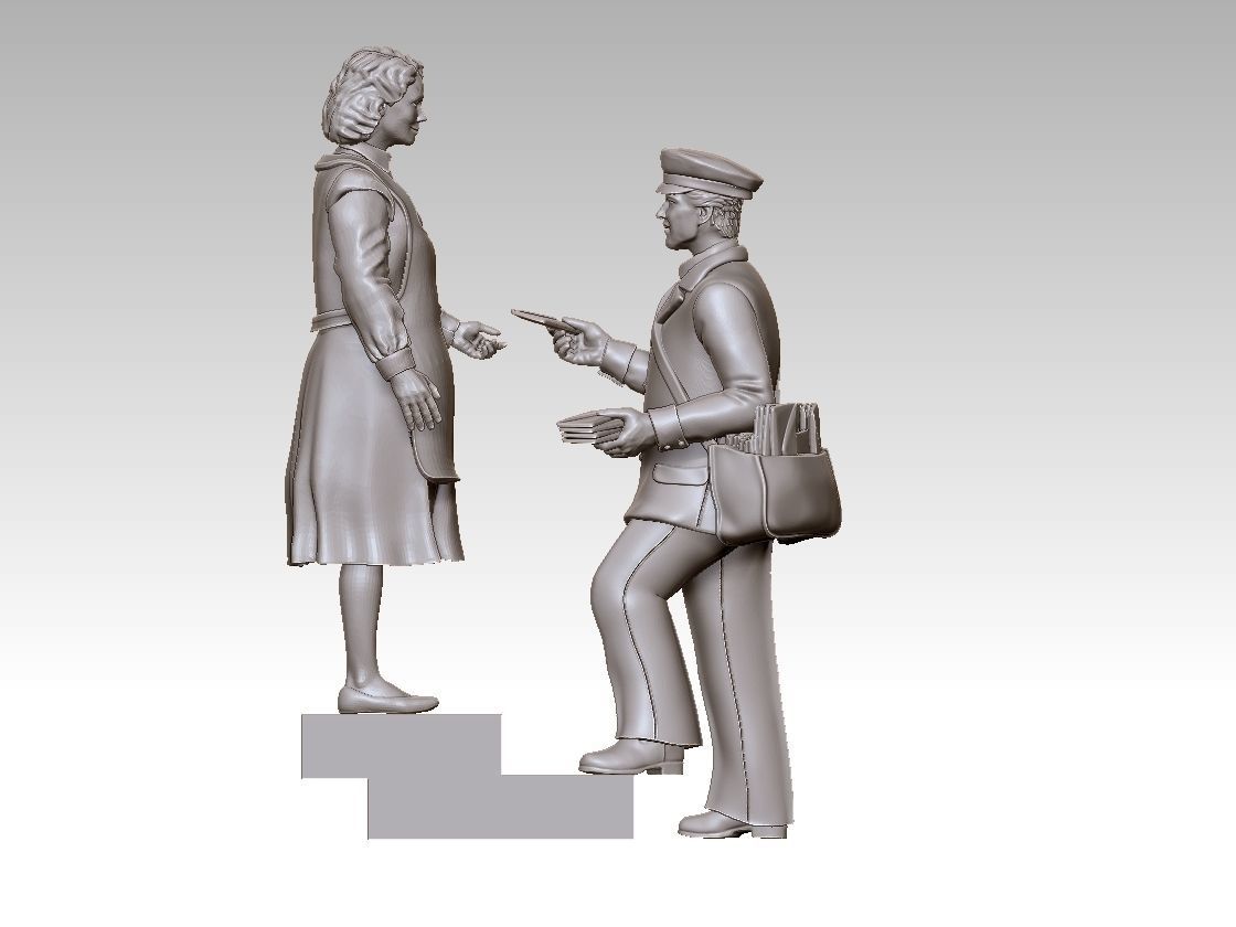 POSTMAN statue of man and woman 3D print model_52