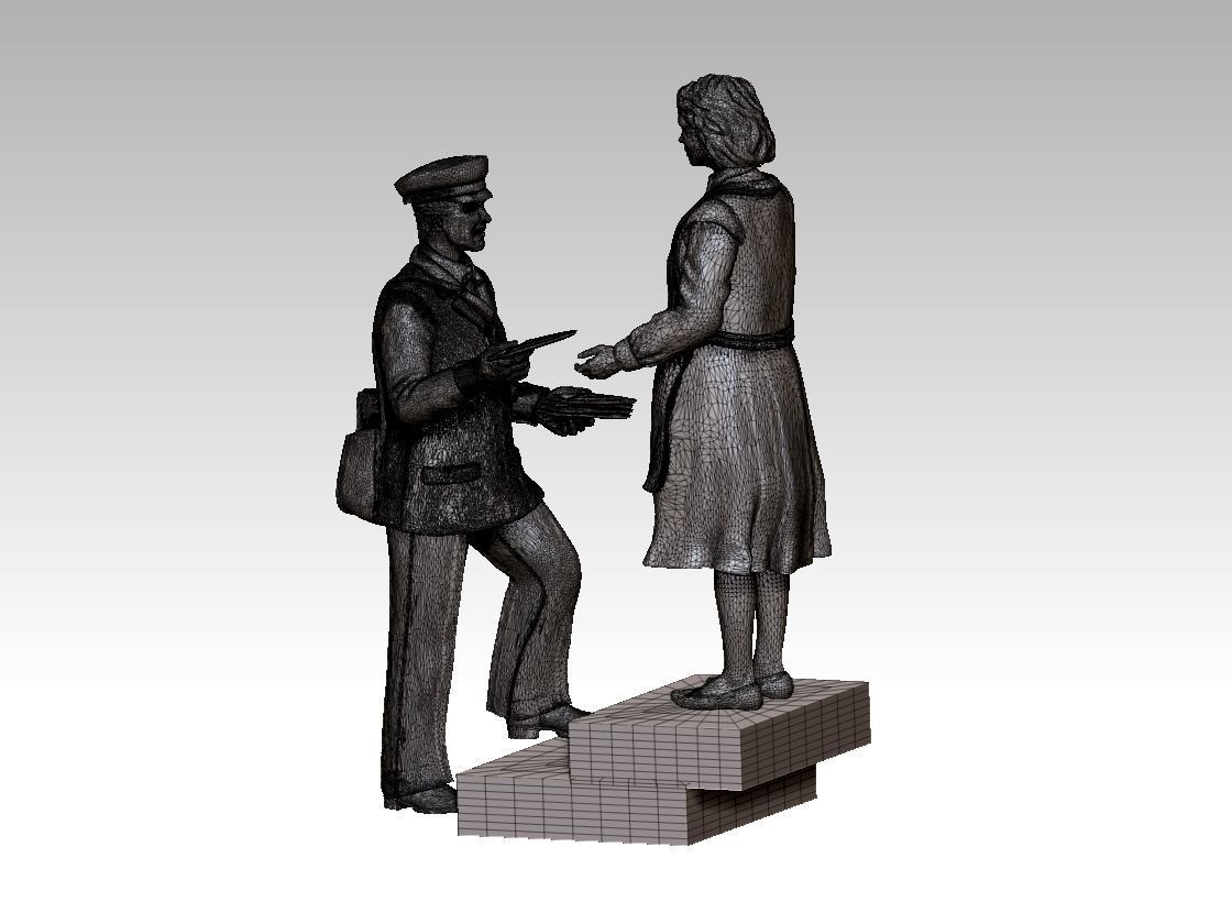 POSTMAN statue of man and woman 3D print model_29