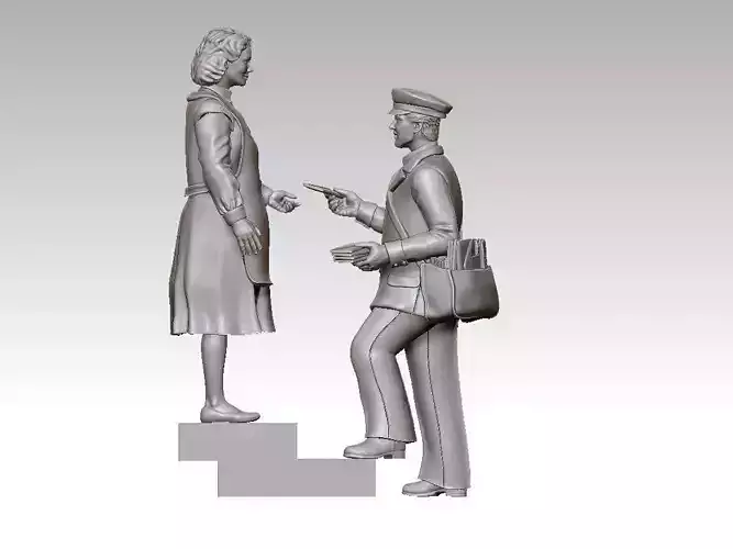 POSTMAN statue of man and woman 3D print model