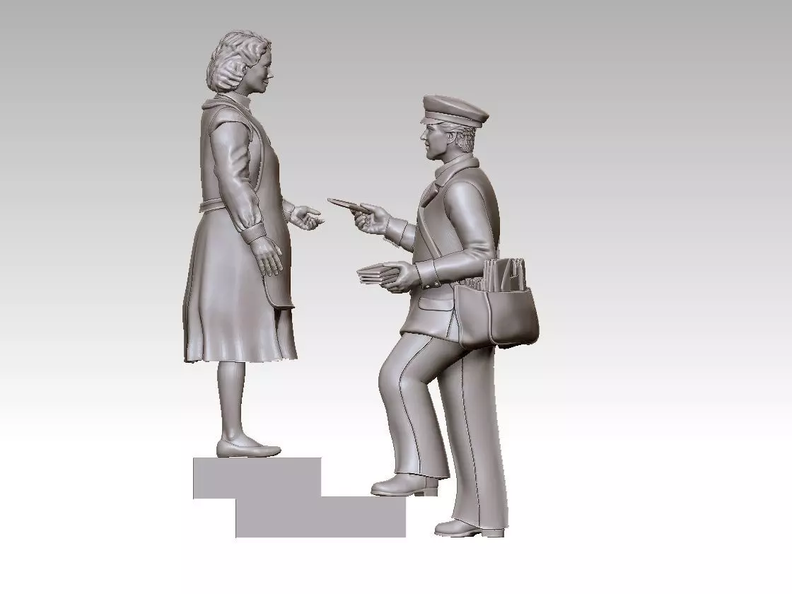 POSTMAN statue of man and woman 3D print model_0