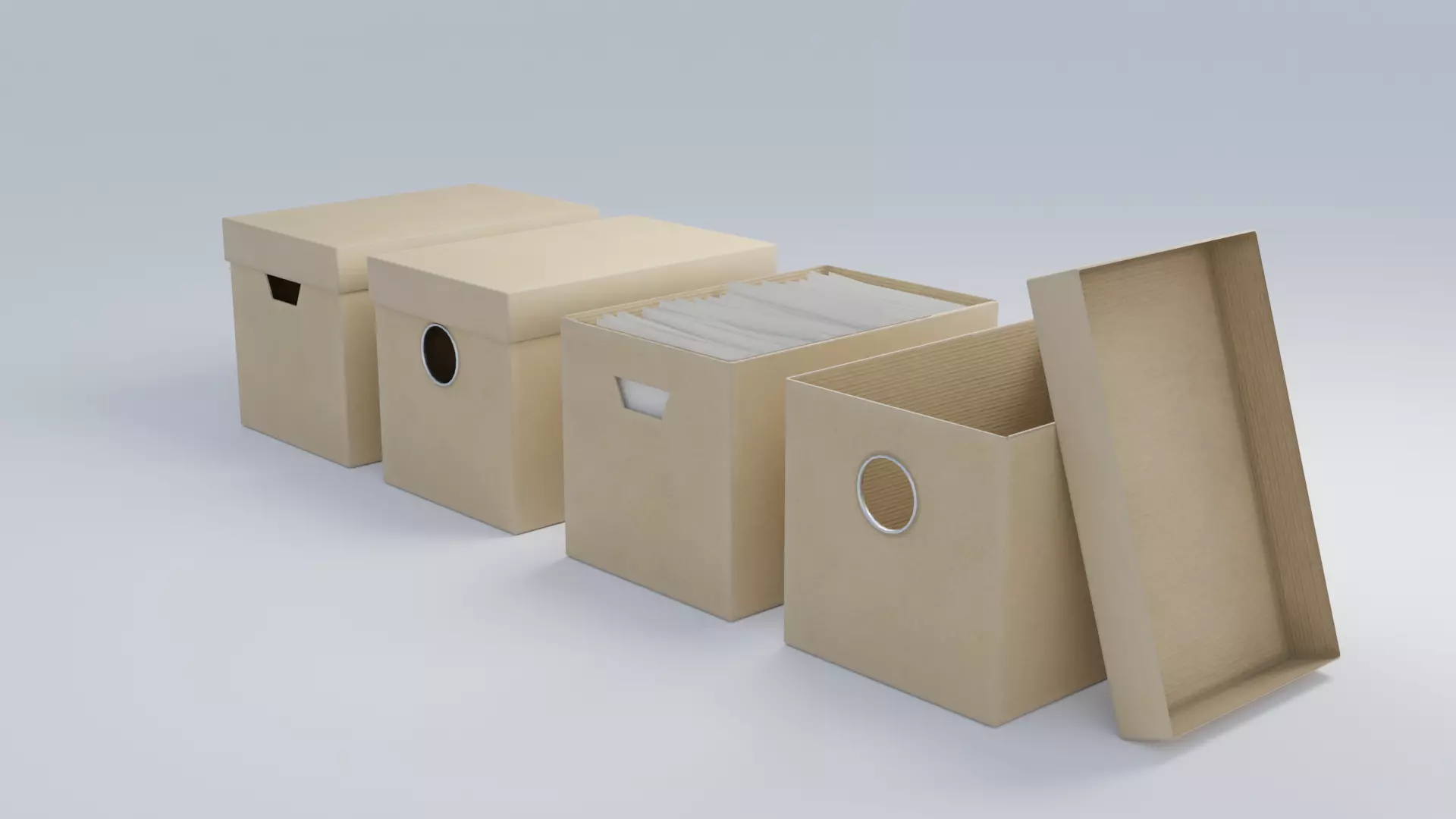 Cardboard Filing Box 4K and 2K Low-poly 3D model_0