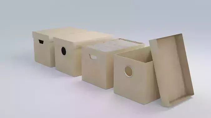 Cardboard Filing Box 4K and 2K Low-poly 3D model