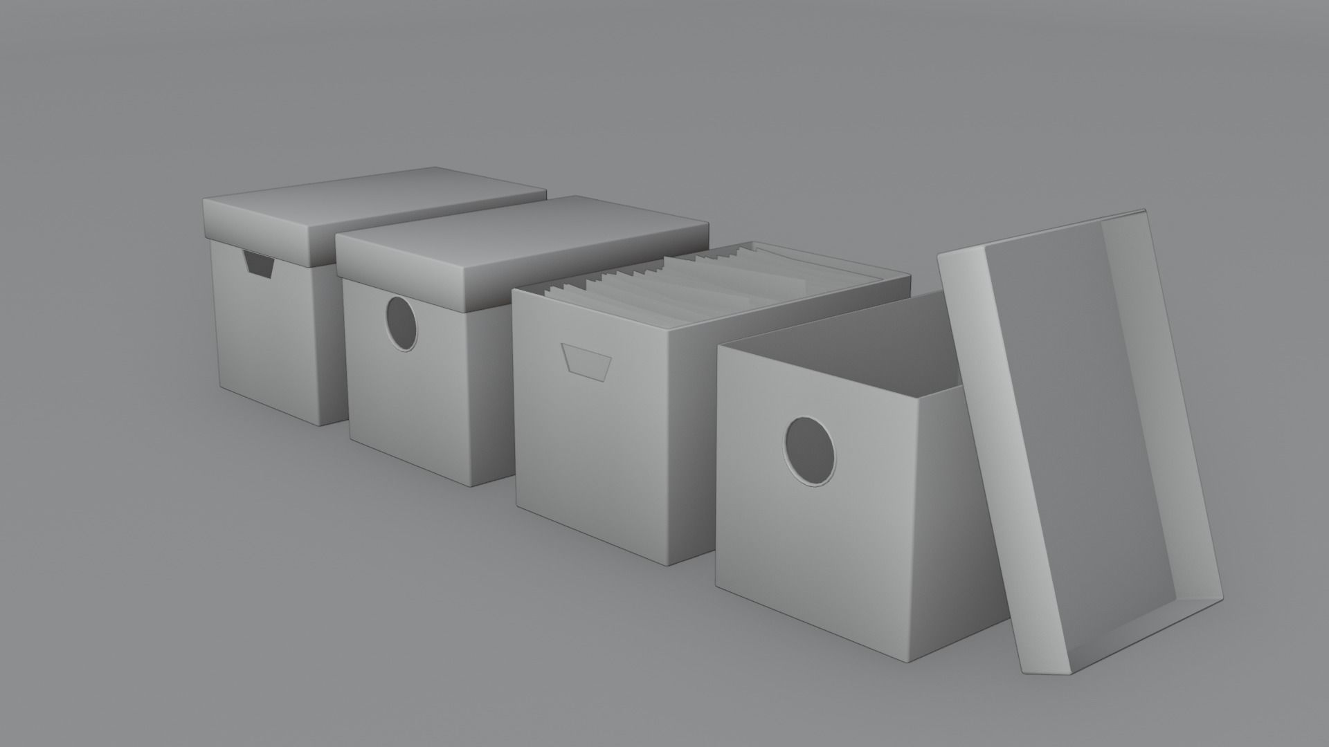 Cardboard Filing Box 4K and 2K Low-poly 3D model_2