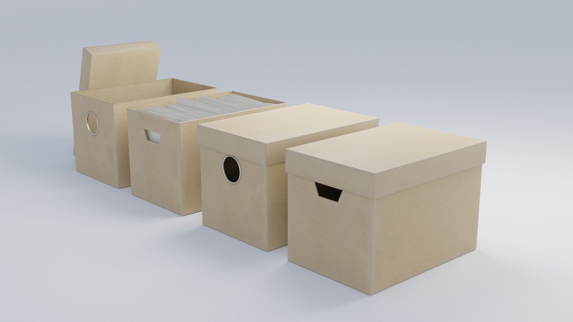 Cardboard Filing Box 4K and 2K Low-poly 3D model_3