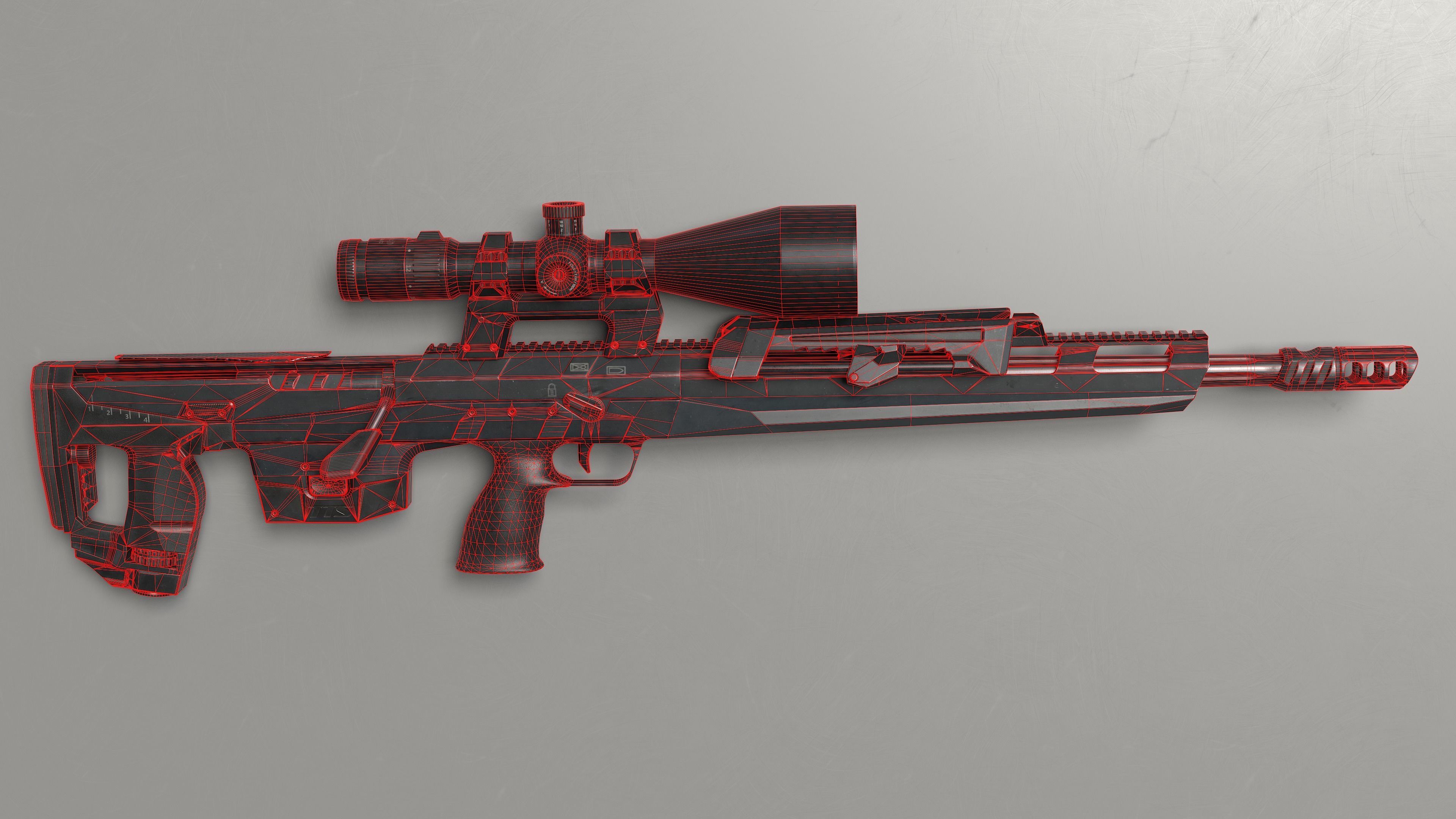 TTS Xceed sniper rifle Low-poly 3D model_13