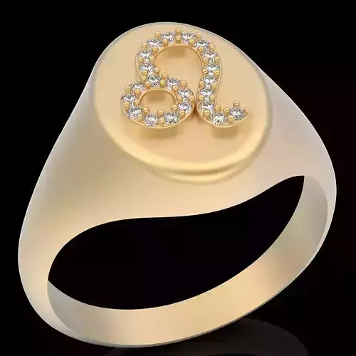 Leo lion zodiac ring  gold  printable jewelry 3D model
